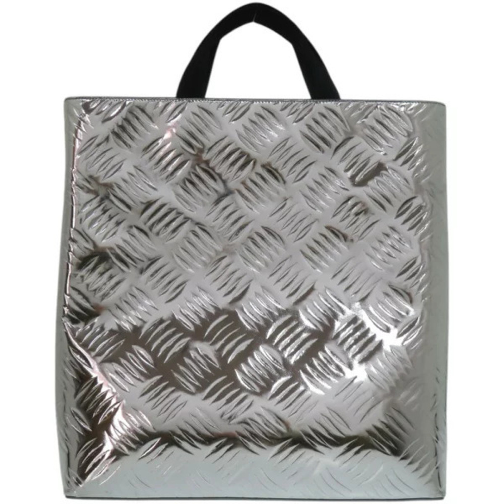 Prada brushed leather silver tote bag